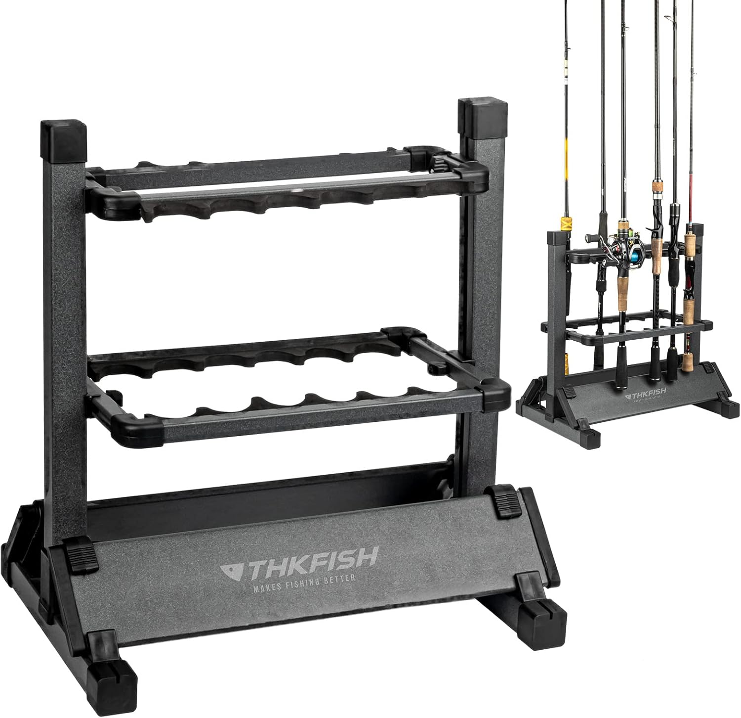 THKFISH Fishing Rod Racks Fishing Rod Holders Fishing Pole Holders for Garage Portable Rod Holder Store 12 Rods or 6-8 Fishing Rod Combos