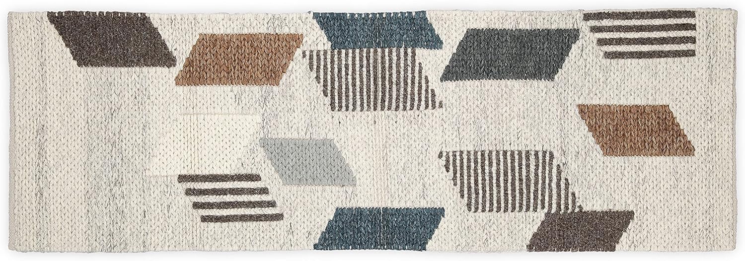 SAVON Hand Woven Wool Area Rug 6x2 Woven Geometric Modern Abstract