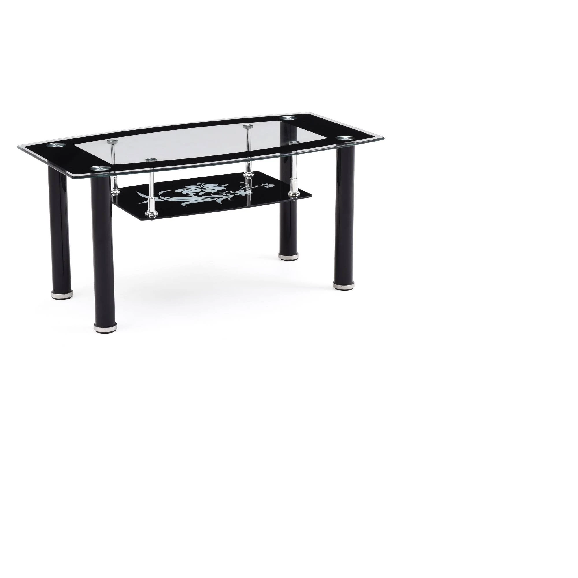 Hodedah Glass Rectangle Coffee Table, Black