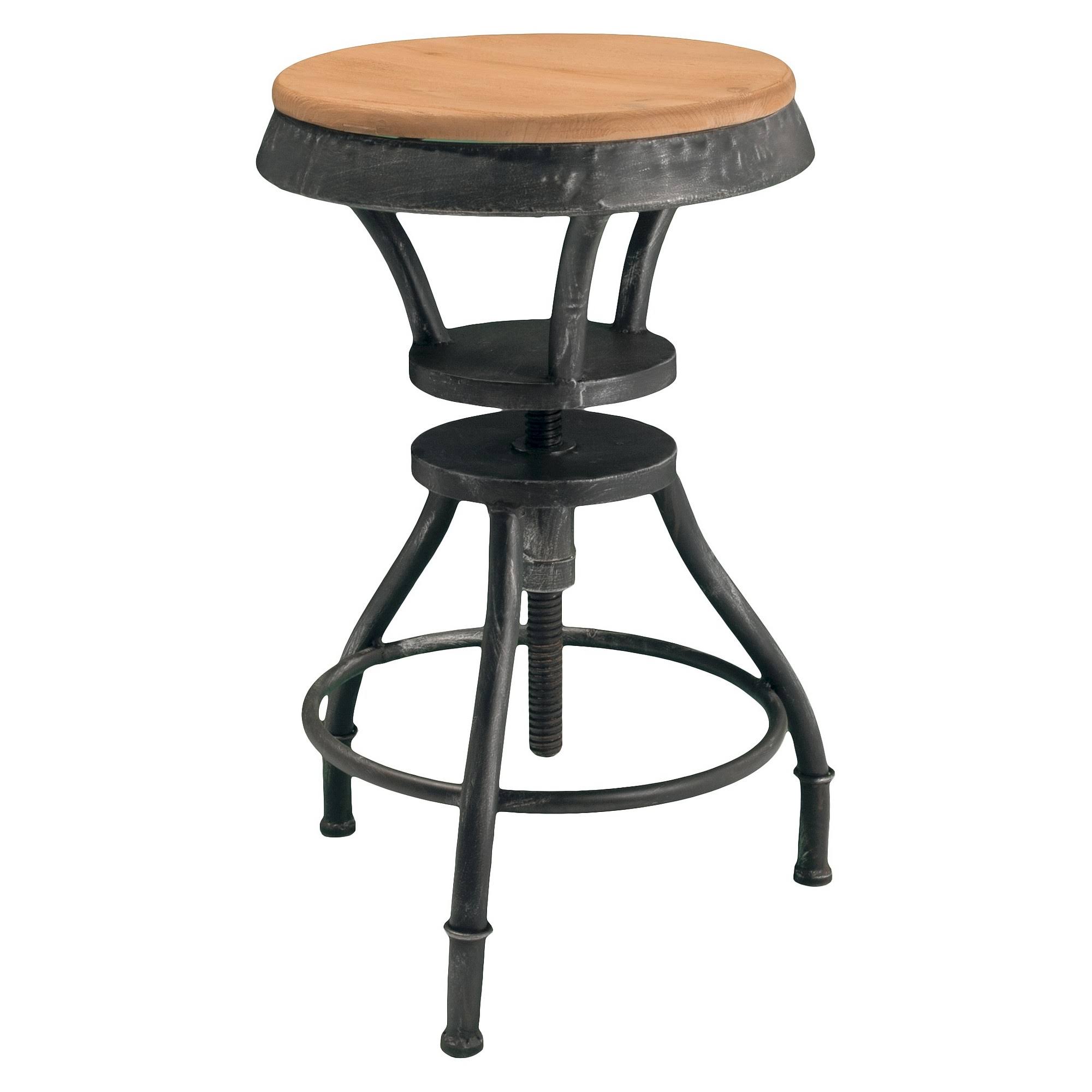 Best Selling Home Decor Lucian Adjustable Stool, Black/Tan