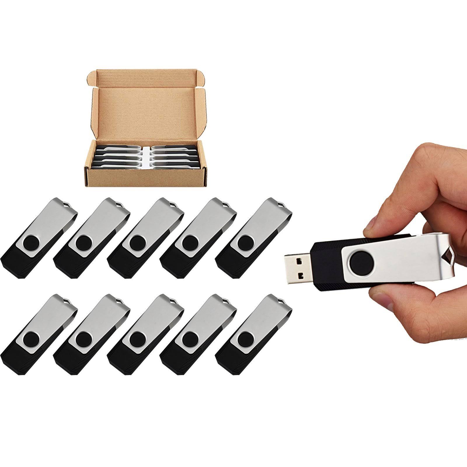 TOPESEL 10pcs 16GB USB Flash Drives 10 Pack Flash Drive Flash Memory Stick Swivel USB 2.0 in Black