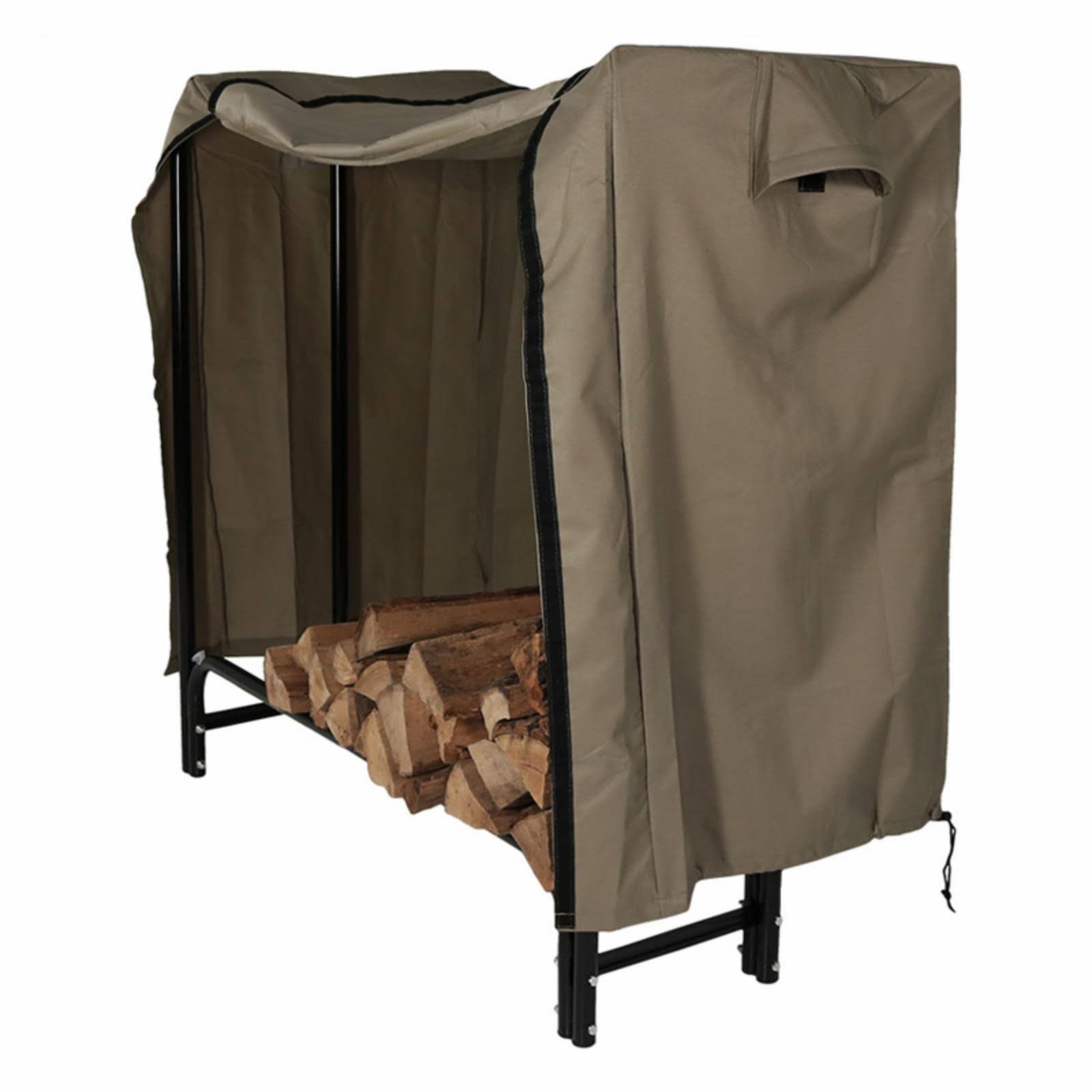 Sunnydaze Decor 4& Firewood Log Rack Log Rack with Khaki Cover