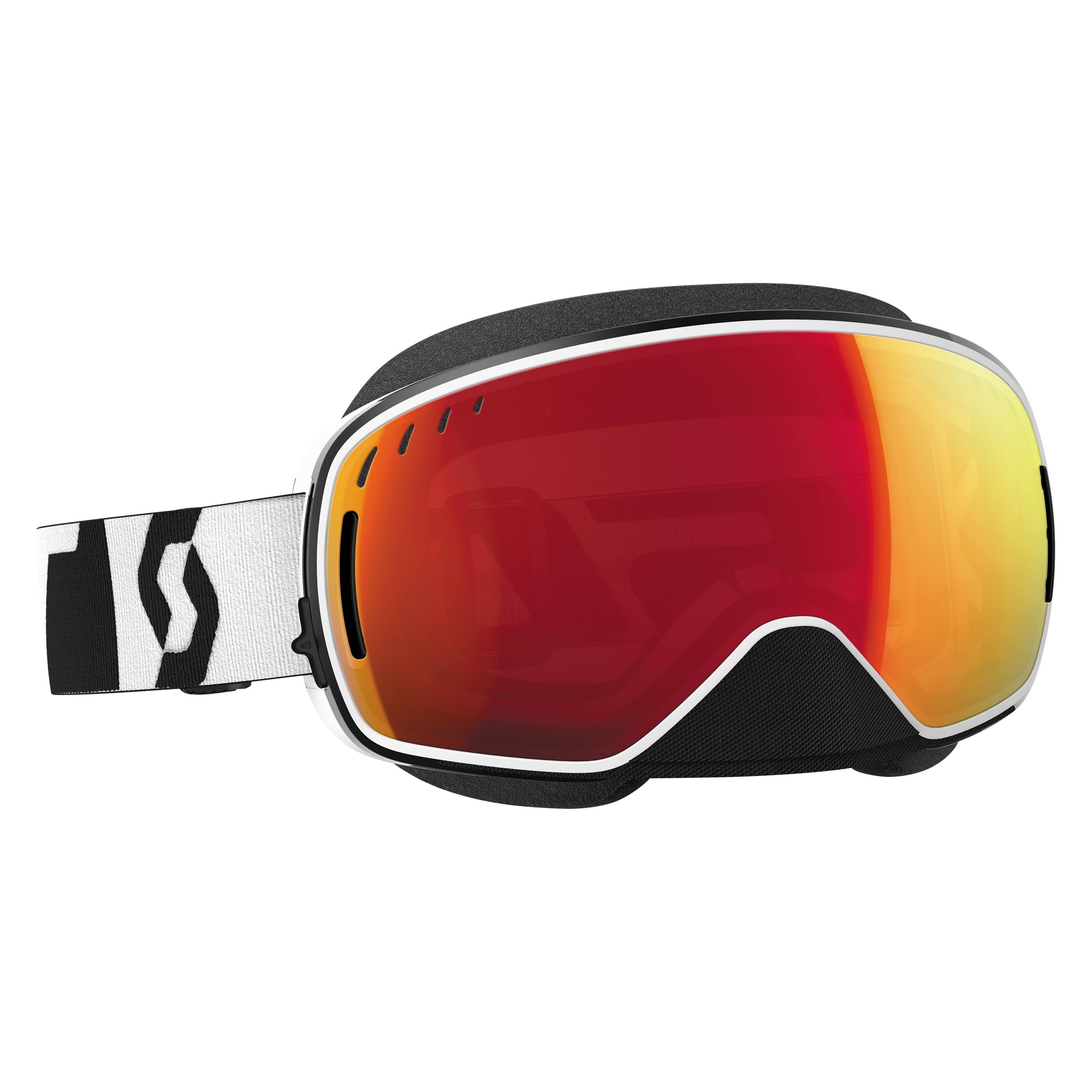 Scott LCG Black/White Red Chrome Lens Snowmobile Goggles