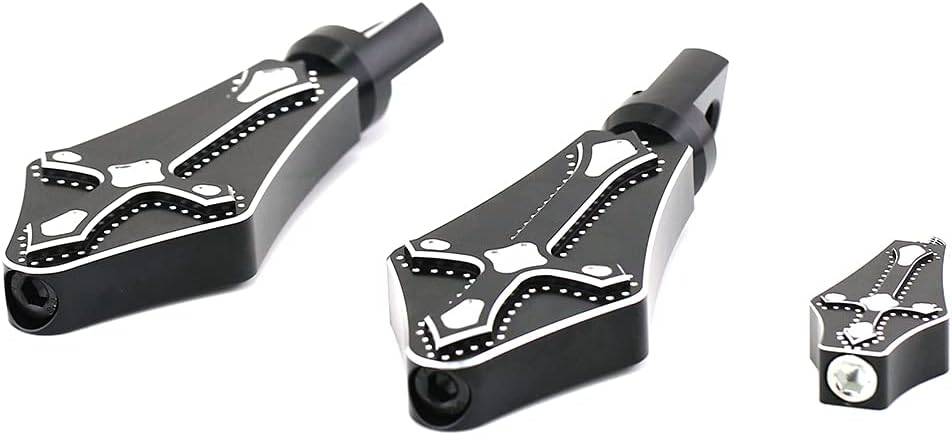 Pnndee 360 degrees rotation Front/Rear Footpegs + Motorcycle Shifter Peg Shift Lever Foot Pegs for Harley Touring Softail Dyna Sportster fat boy Davidson models (black)