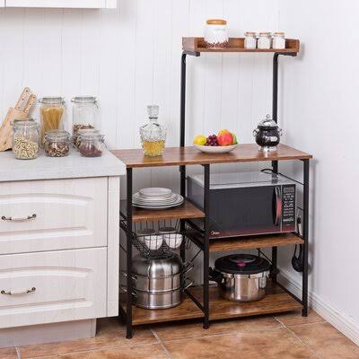 Oroville 4-Tier Vintage Kitchen Baker&s Rack Latitude Run Color: Brown