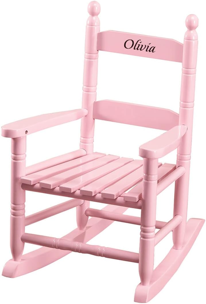Miles Kimball Personalized Pink Children's Rocker - Black Font