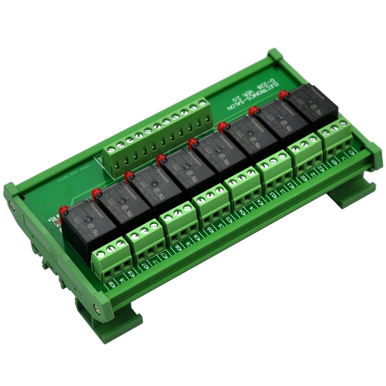 Electronics-Salon DIN Rail Mount 8 SPDT Power Relay Interface Module. (Operating Voltage: DC 5V) Pack of 2