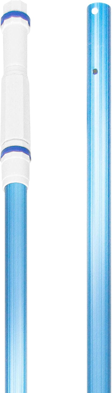 U.S. Pool Supply Professional 16 Foot Blue Anodized Aluminum Telescopic Swimming Pool Pole, Adjustable 2 Piece Expandable Step-Up - Attach Connect Skimmer Nets, Rakes, Brushes, Vacuum Heads with Hoses