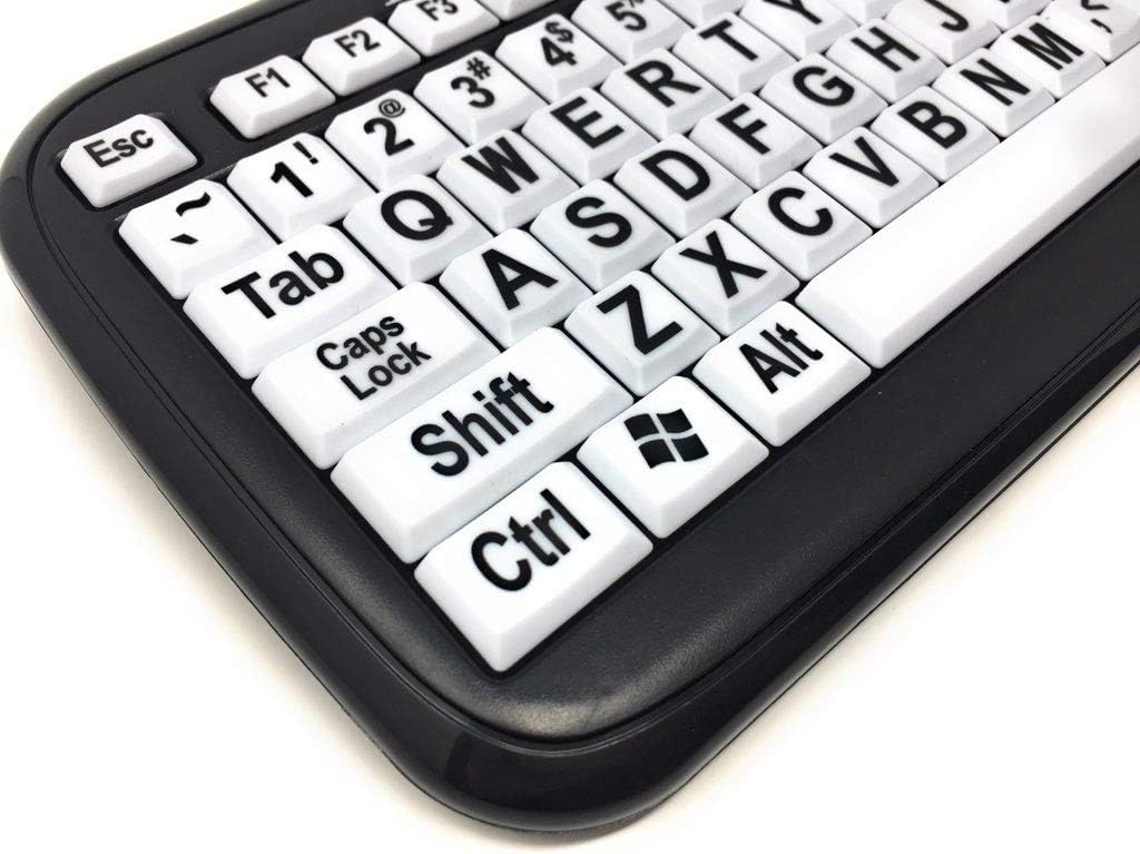 DataCal EZSee Wired USB Low Vision Keyboard - Black Characters on White Keys