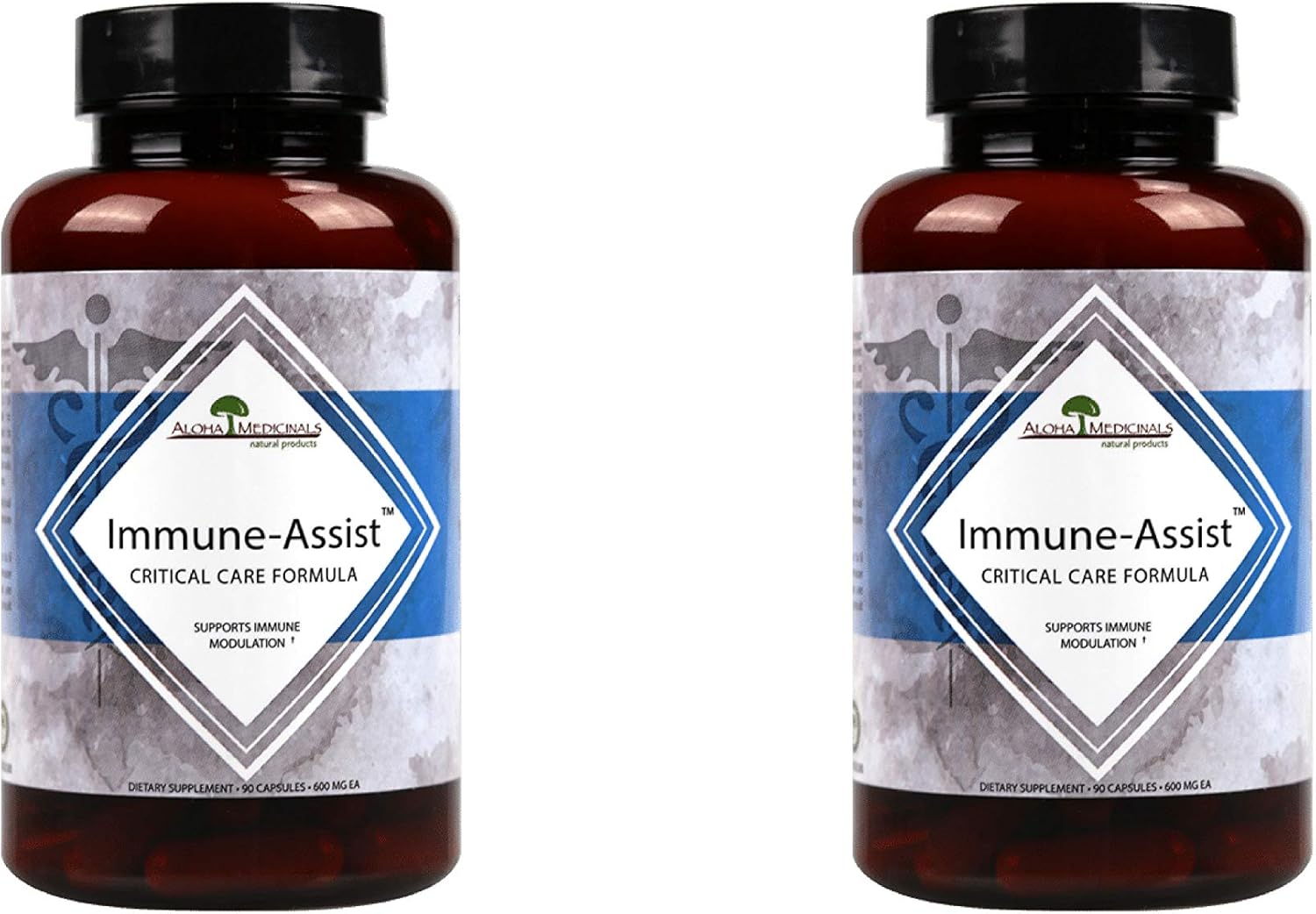Aloha Medicinals – Immune Assist Critical Care Formula – Organic Mushrooms - Cordyceps sinensis, Agaricus Blazei, Lentinula edodes, Grifola frondosa, Ganoderma lucidum, Coriolus versicolor (2 Pack)