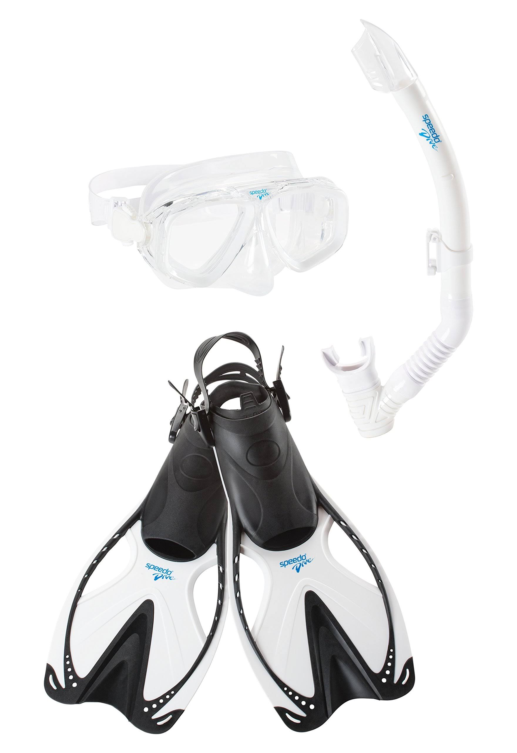 Speedo Adult Adventure Mask/Snorkel/Fin Set - Black/White S/M