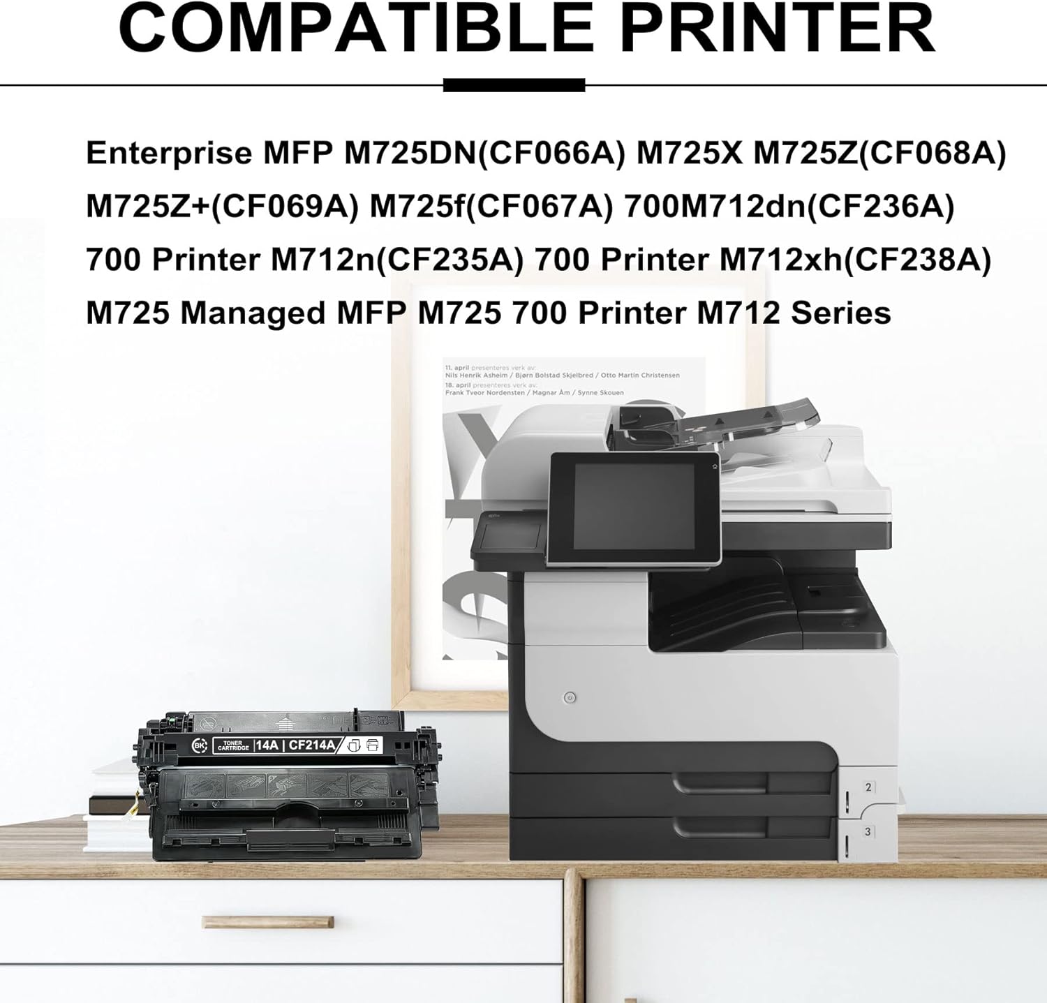 1 Pack Black 14A | CF214A Compatible Toner Cartridge Replacement for HP Enterprise MFP M725DN M725X M725Z 700 Printer M712xh M725 Managed MFP M725 700 Printer M712 Series Printer-by YOISNER