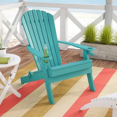 Aryana Plastic Folding Adirondack Chair Color: Aruba Blue
