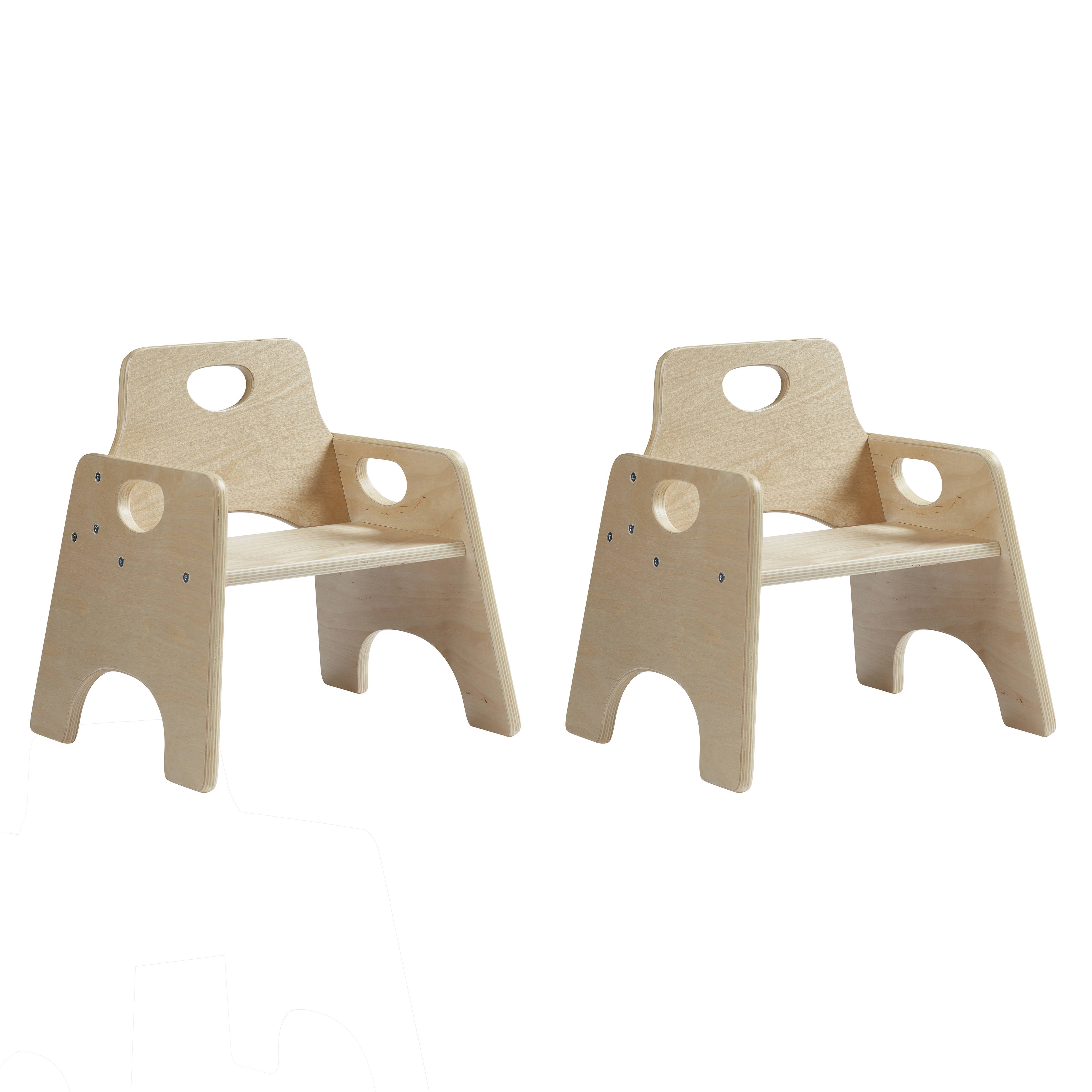 Ecr4kids Stackable Wooden Chair for Toddlers, Weaning Chair Seating Set, 8in Seat Height, 2-Pack