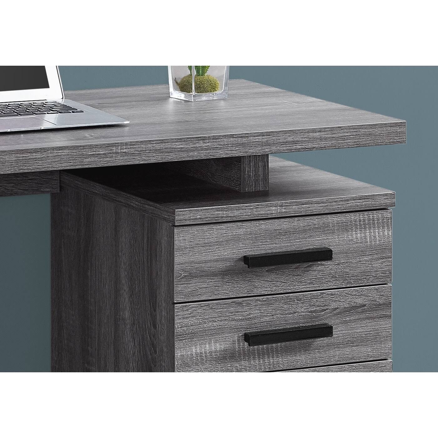 47.25x22 Gray and Black Contemporary Rectangular Computer Desk with Drawers