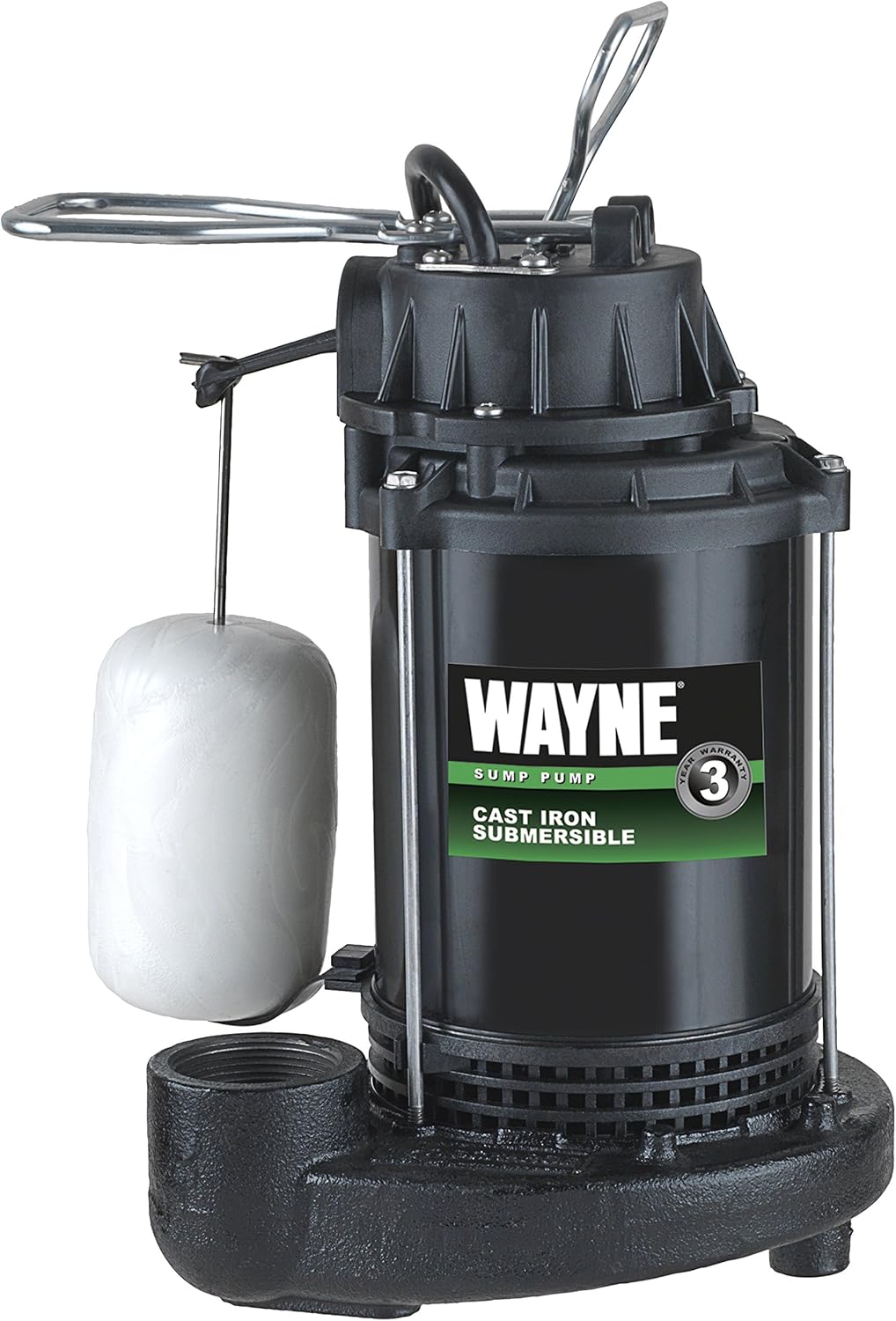 WAYNE CDU790 1/3 HP Submersible Cast Iron and Steel Sump Pump With Integrated Vertical Float Switch , Black