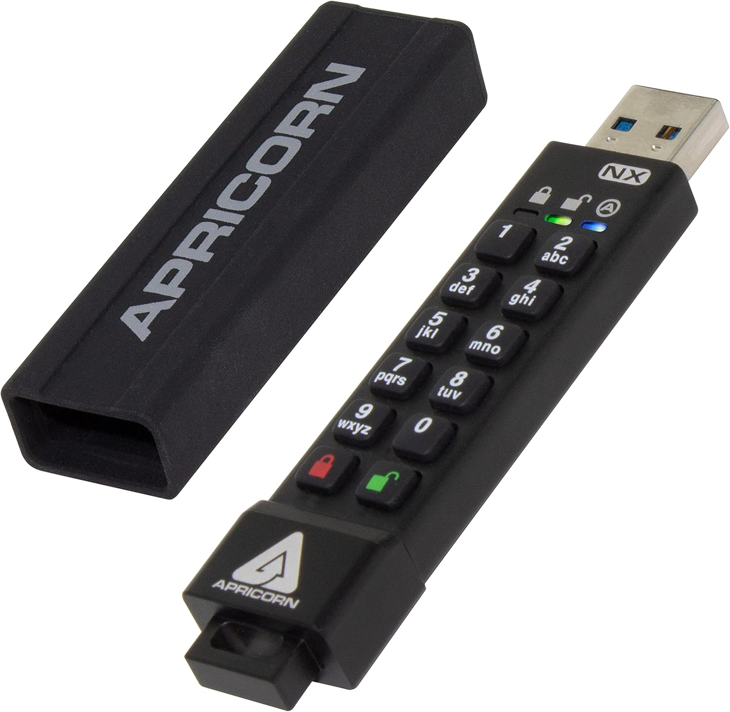 Apricorn 16GB Aegis Secure Key 3 NX 256-bit Encrypted FIPS 140-2 Level 3 Validated Secure USB 3.0 Flash Drive (ASK3-NX-16GB), Black