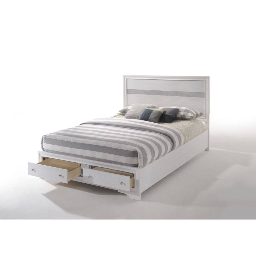 Acme Furniture Naima Bed with Storage, White, Eastern King