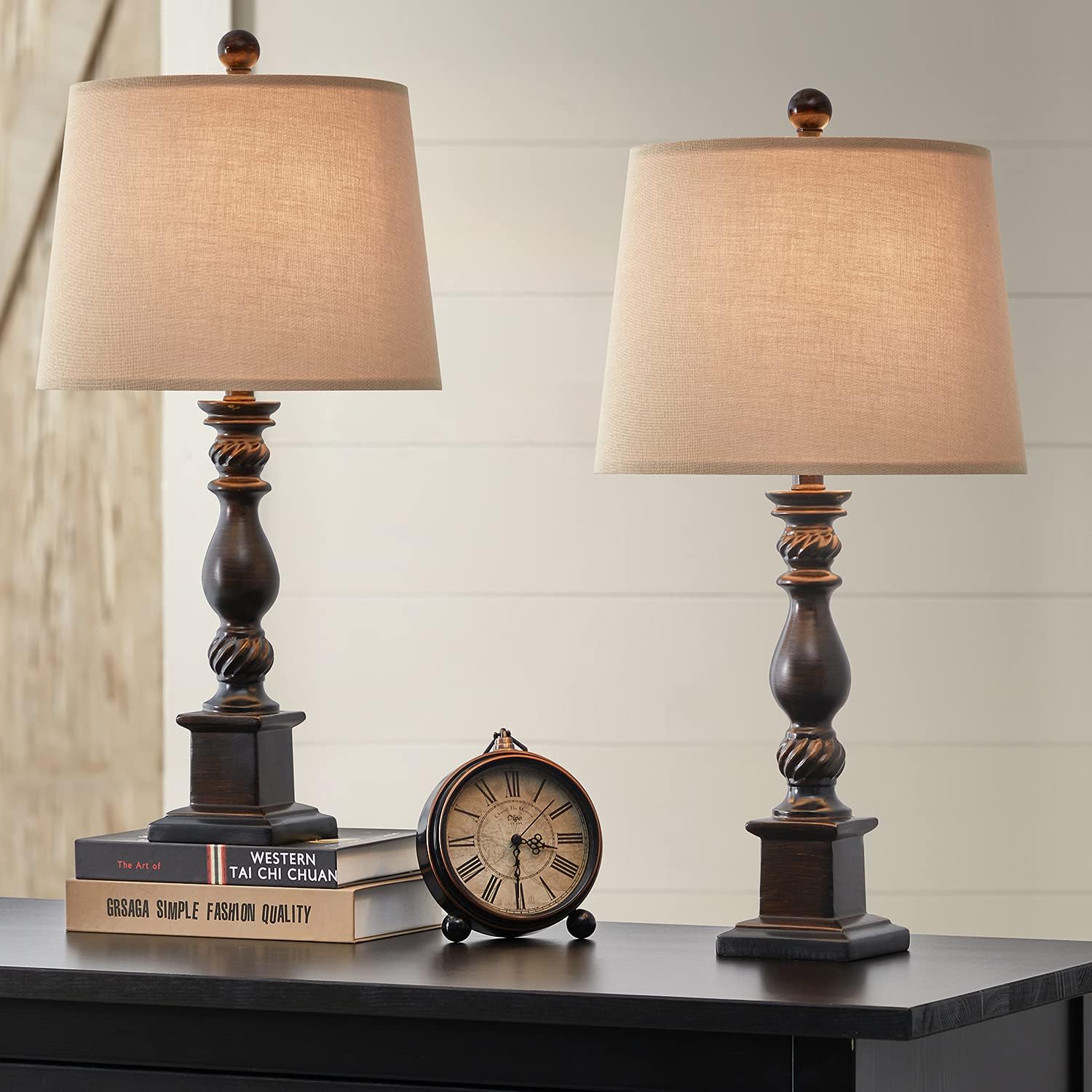 Oneach Table Lamp Set of 2 for Bedroom Rustic Bedside Table Desk Lamps for Living Room Study Office 24