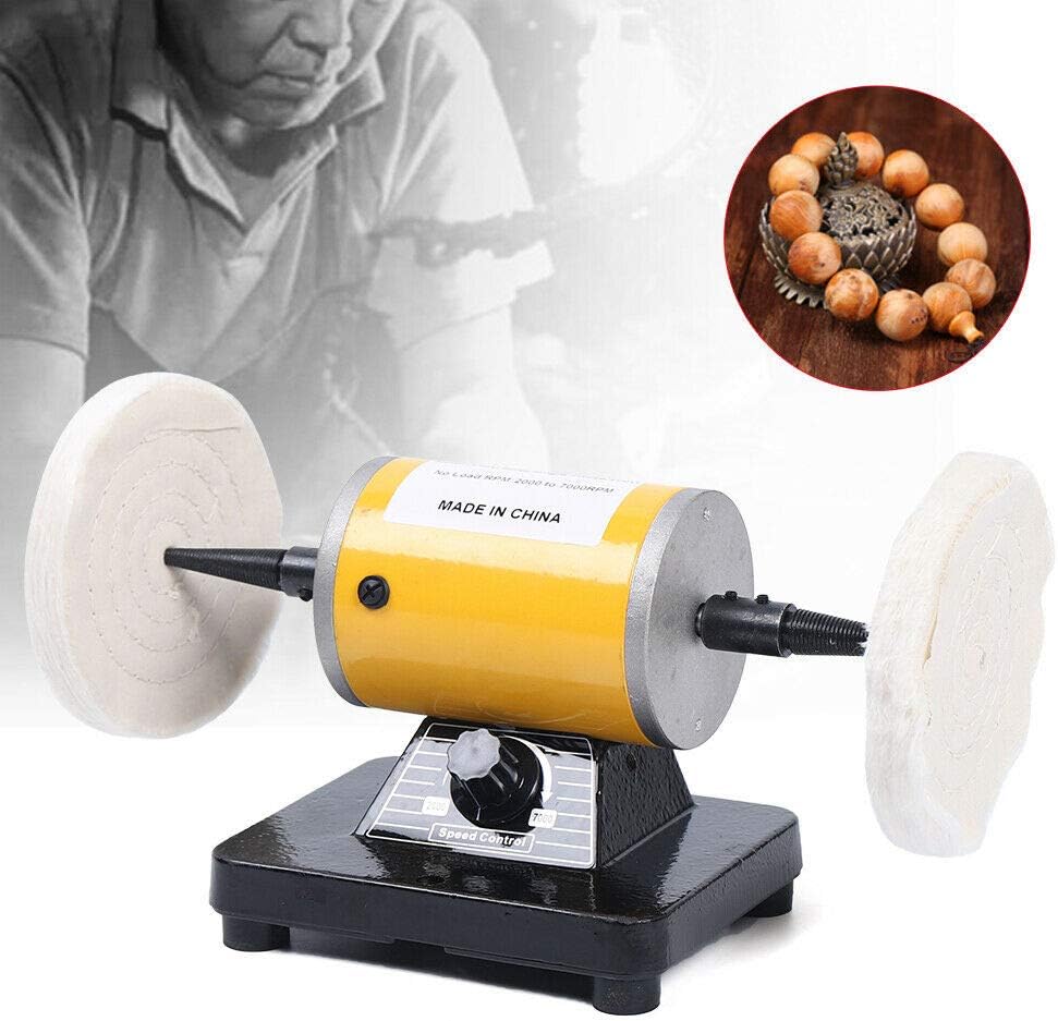 Professional Polisher Jewelry Bench Buffer Grinder Mini Polishing Buffing Machine High Performance Variable Speed Polisher for Beads Workpieces Parts Handmade Products