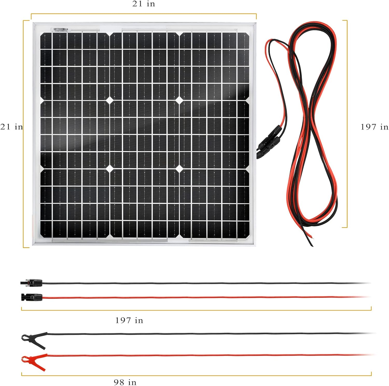 SUNSUL 50 Watt 12 Volt Monocrystalline Solar Panel Kit, with 30A 12V/24V PWM Charge Controller for Outdoor RV Boat Trailer Camper Marine Off-Grid Home (50 Watt with Accessories)
