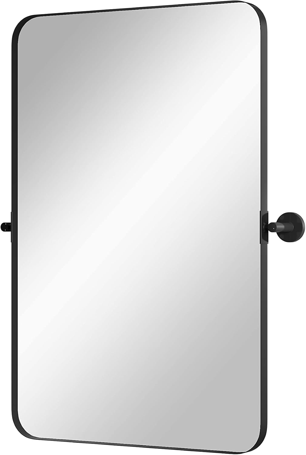 HMANGE 18 x 28 Inch Pivot Bathroom Mirror - Modern Black Metal Framed Rectangular Vanity Mirror - Farmhouse Rectangle Tilting Bathroom Mirror for Wall