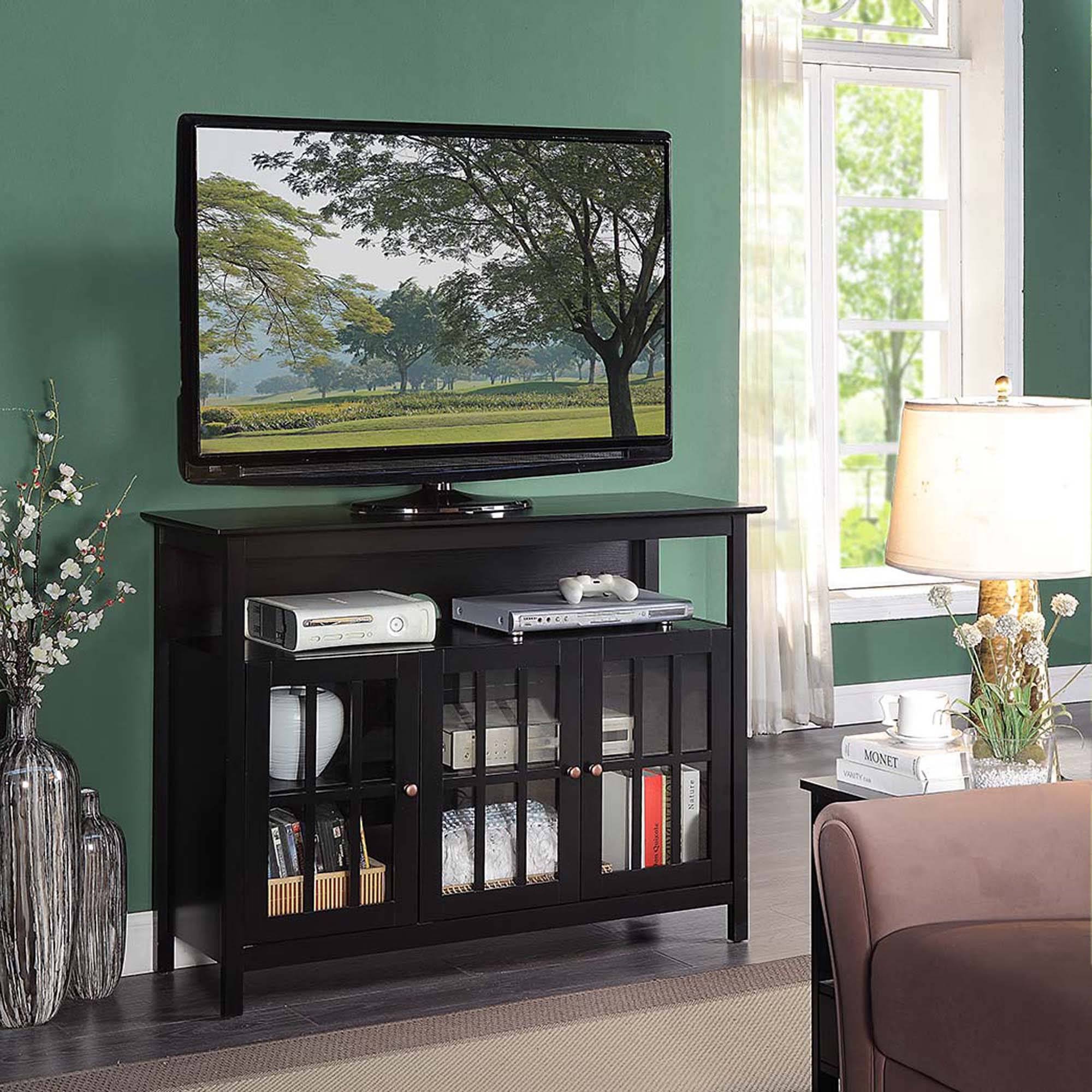 Big Sur Deluxe Storage Cabinets and Shelf TV Stand for TVs Up to 48x22 Black - Breighton Home