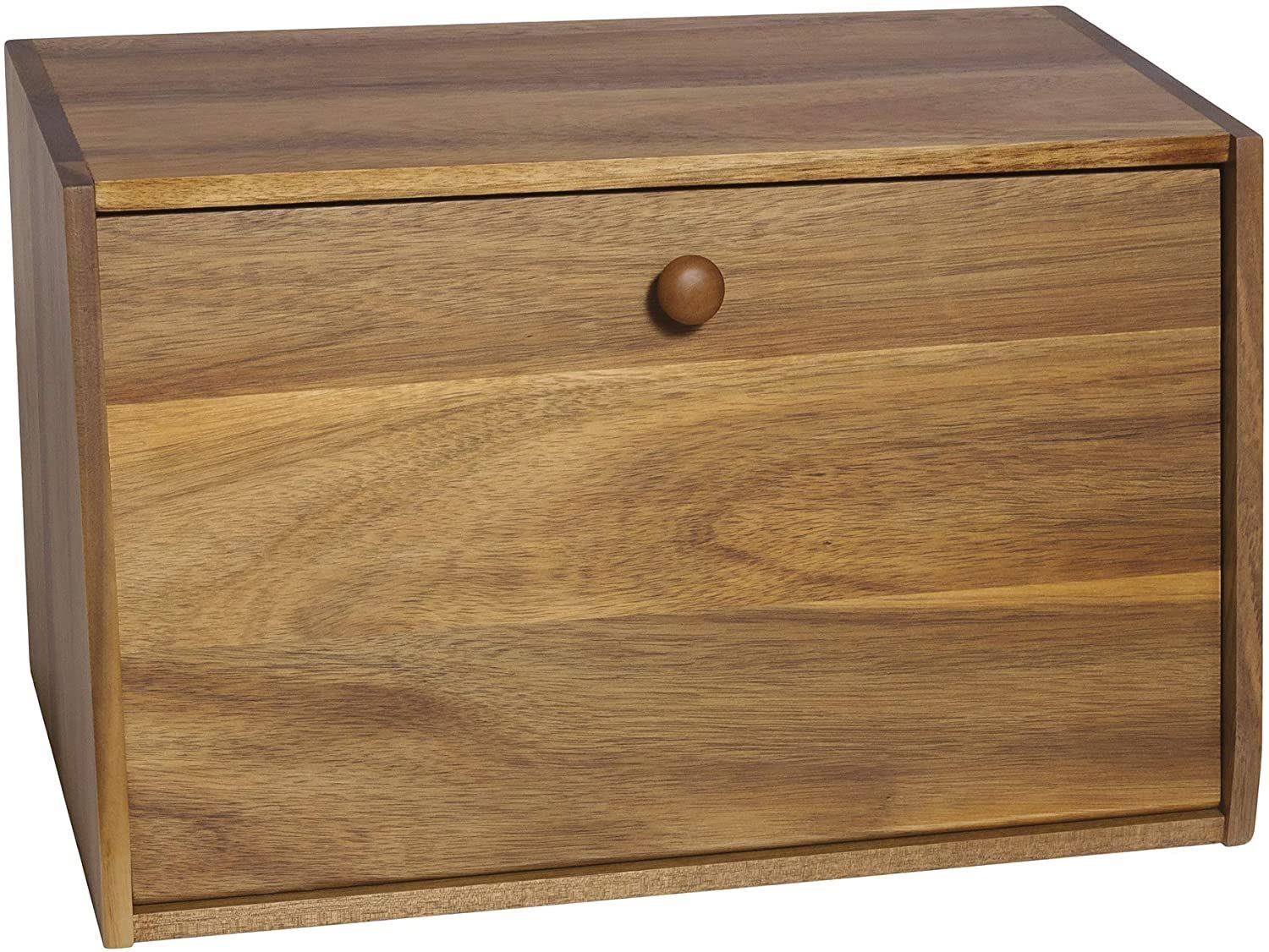 Lipper International Acacia Bread Box with Solid Door