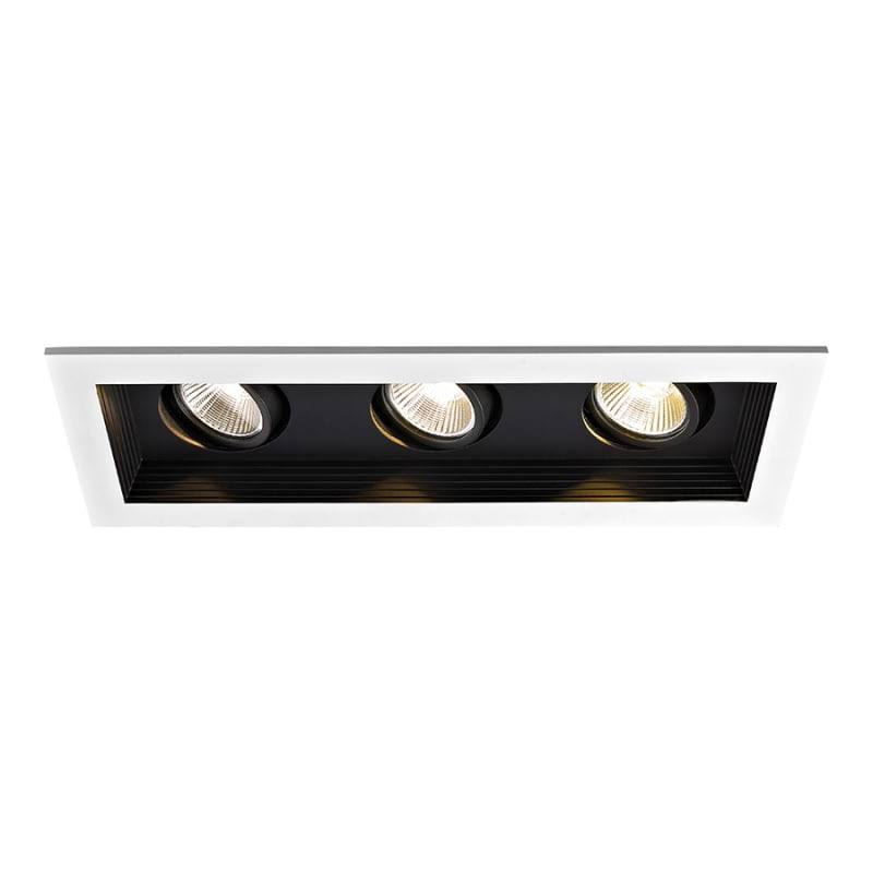 WAC Lighting 3-Light Mini Multiple LED Three Light Remodel Housing with Trim and Light Engine in Black MT-3LD311R-W935-BK