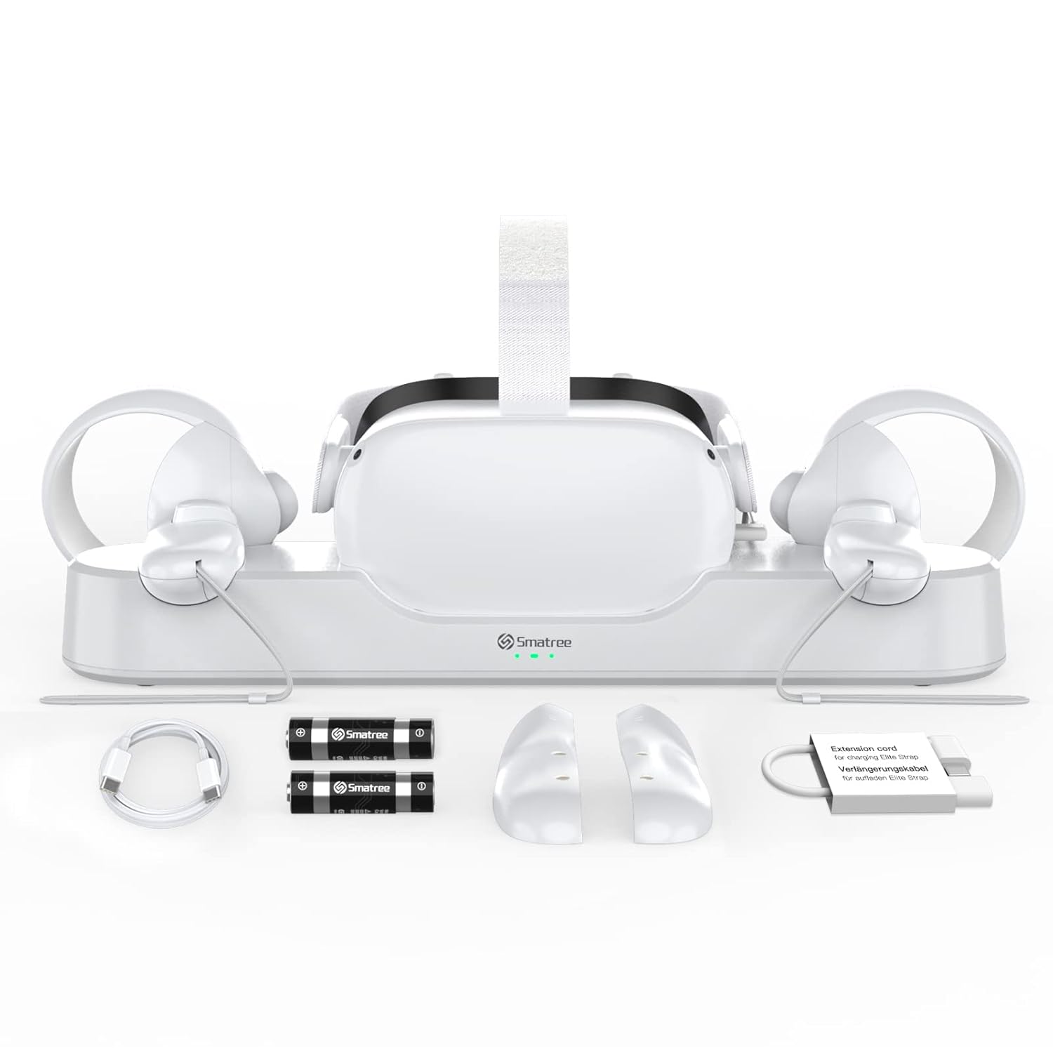 Smatree Oculus Quest 2 Charging Dock for Oculus Quest 2/Meta Quest 2,Charge Controllers and Headset Simultaneously,[Updated Fit Elite Strap], with 2 Rechargeable Controller Batteries(NO AC ADAPTER) Pack of 2