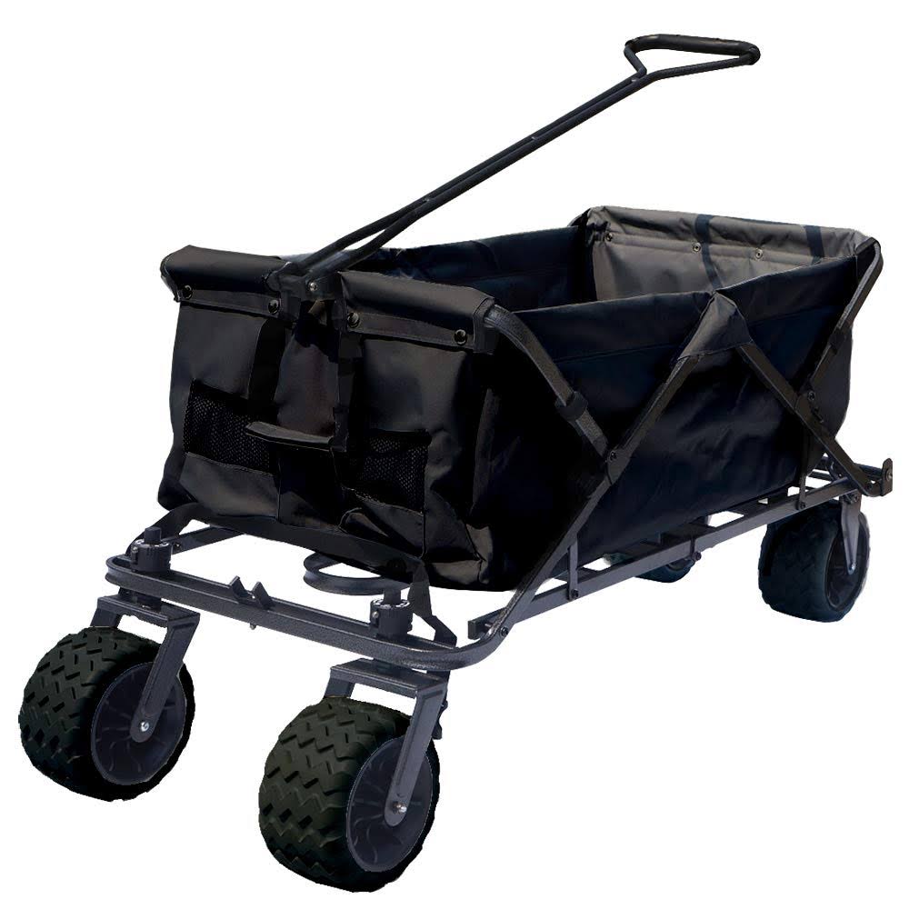 Impact Canopy Folding Utility Wagon Collapsible All Terrain Beach Wagon Black