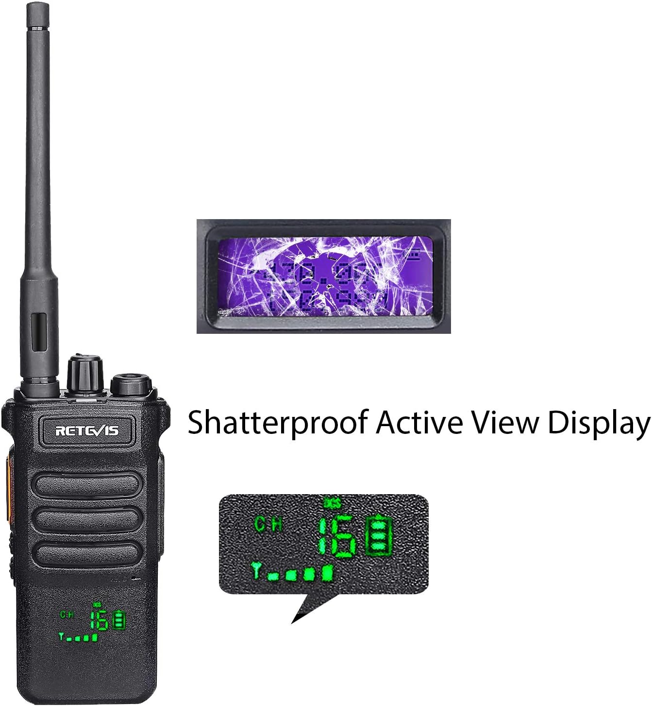 Retevis RT86 Two Way Radios Long Range Rechargeable,High Power Heavy Duty 2600mAh 2 Way Radios,Remote Alarm Walkie Talkies Adults with Shoulder Mic(4 Pack)