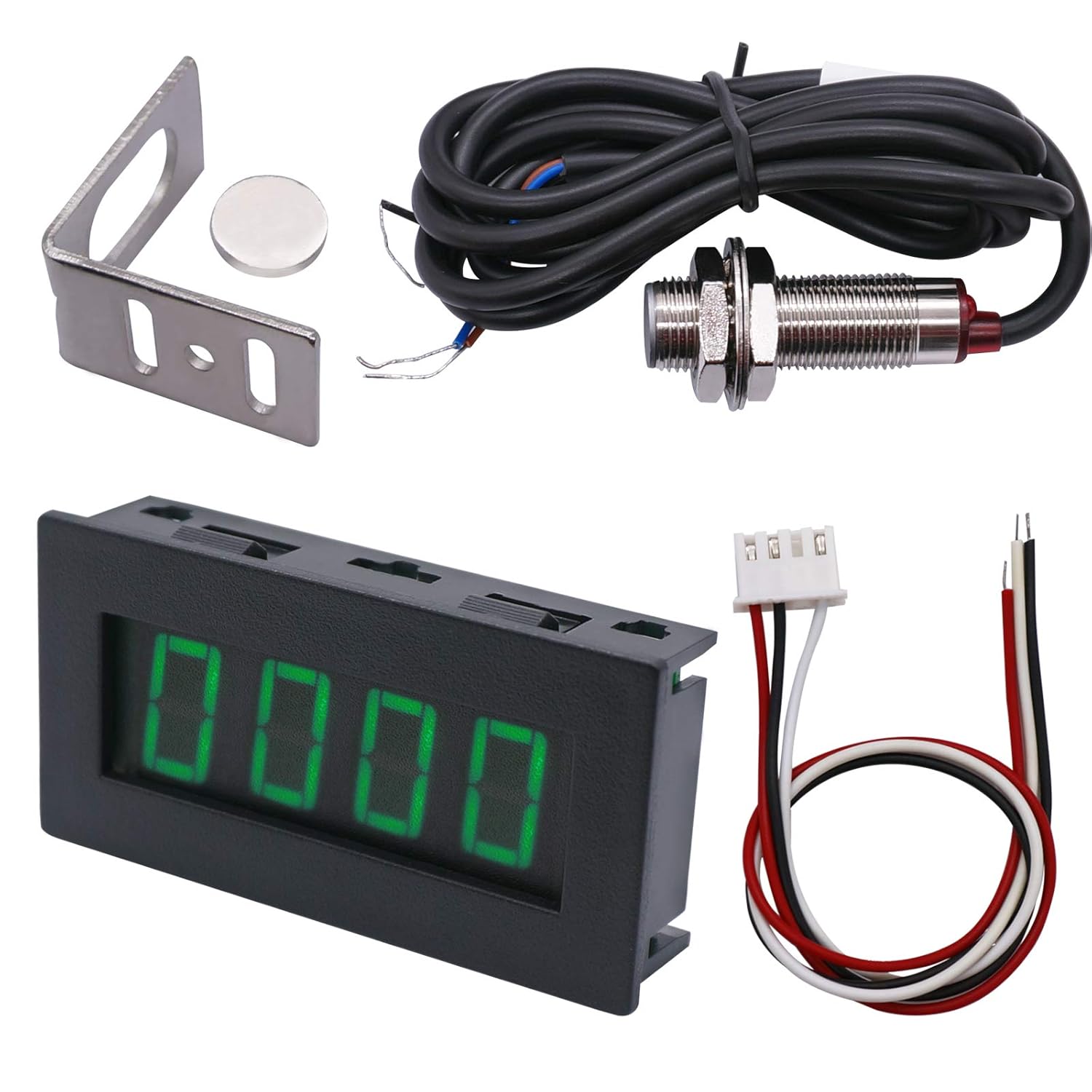 TWTADE&nbsp;4&nbsp;Digital&nbsp;Tachometer&nbsp;RPM&nbsp;Green&nbsp;LED&nbsp;&nbsp;with&nbsp;Wire&nbsp;+Magnet+Hall&nbsp;NPN&nbsp;Proximity&nbsp;Switch&nbsp;Sensor&nbsp;+Holder&nbsp;&nbsp;ZSB5JT-G