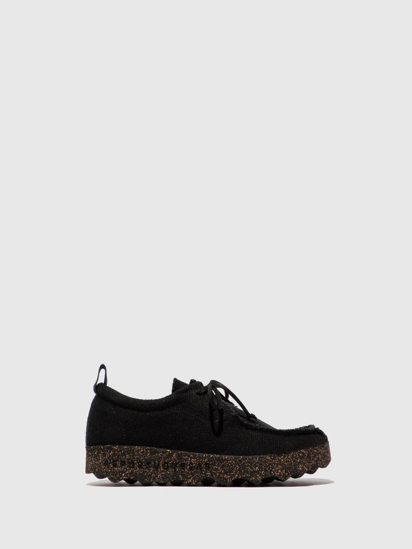 Asportuguesas Lace-Up Trainers CHAT_L Black Recycled Linen - Overcube