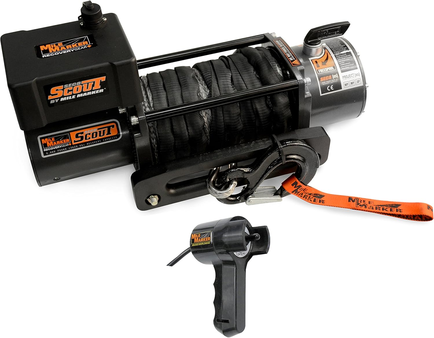 Mile Marker 77-53141W SEC8 Scout(ES) Truck/Jeep/SUV Element Sealed Electric Winch with Synthetic Rope - 8,000 lb. Capacity, 1 Pack