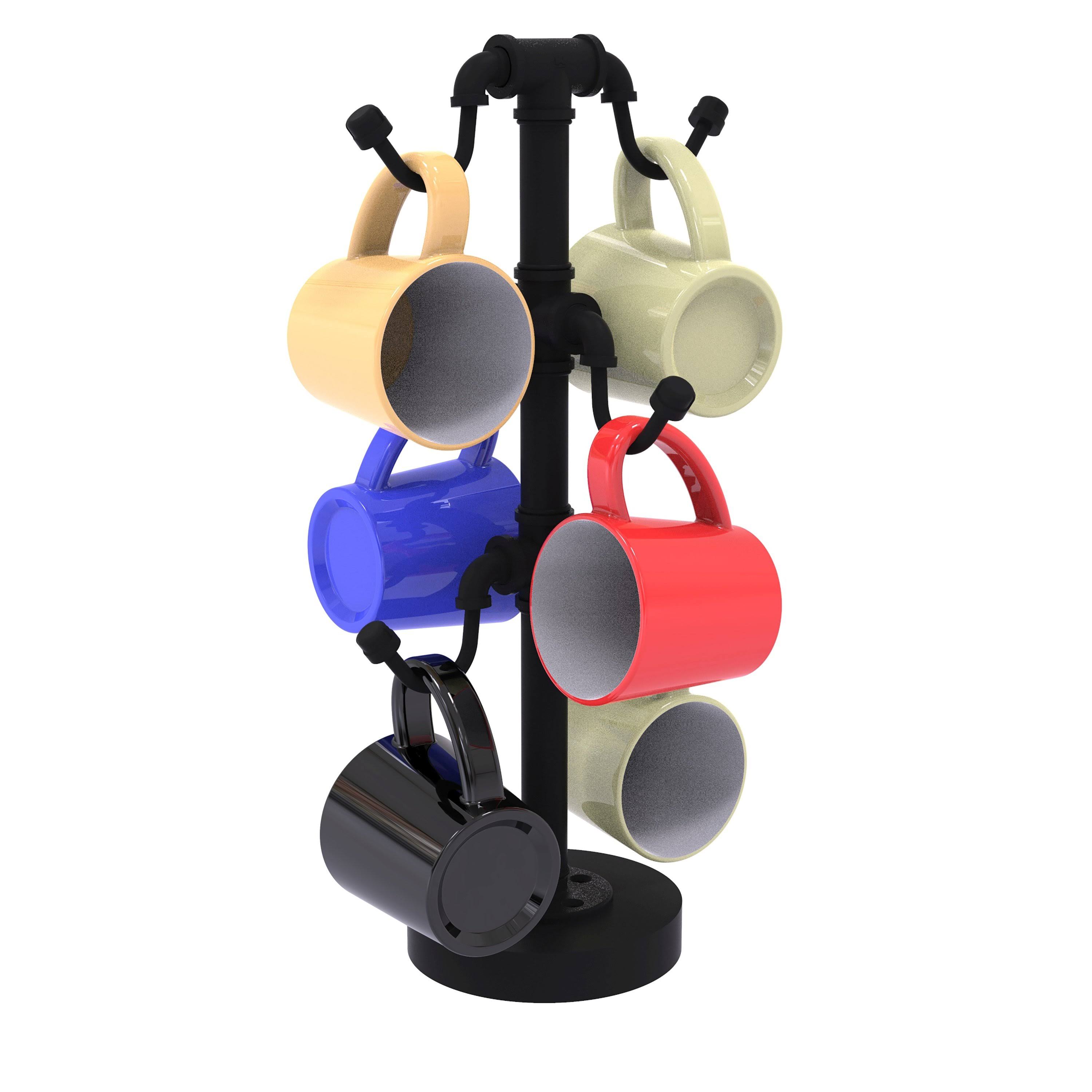 Allied Brass Pipeline Collection Countertop 6 Coffee Mug Holder - Matte Black