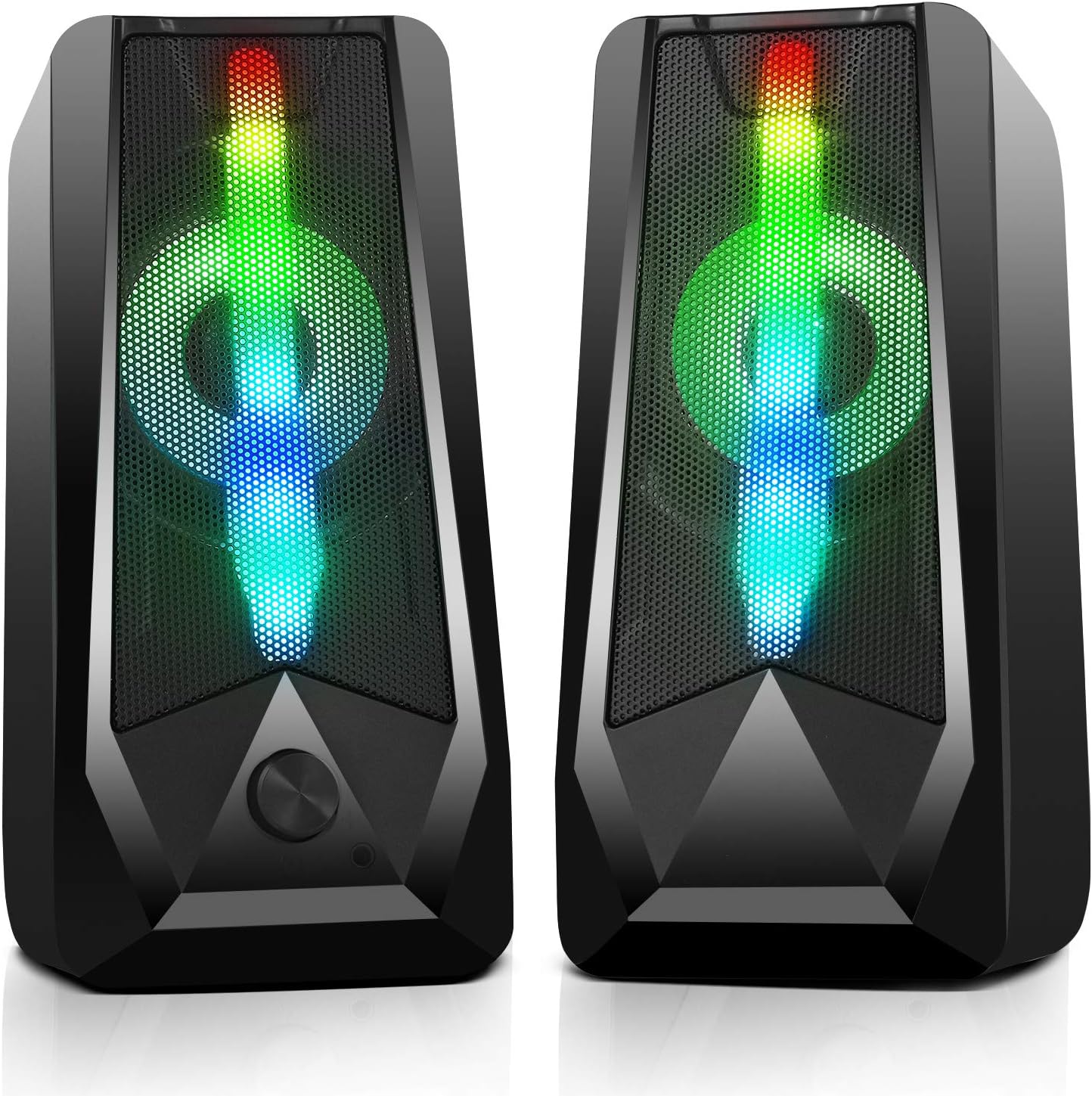 16W PC Speakers Imdwimd USB Wired Computer Gaming Speakers with Enhanced Stereo Colorful RGB Lights, Dual-Channel Gaming Speakers for Desktop Tablet Computer Laptop Small TV (8Wx2) Pack of 2
