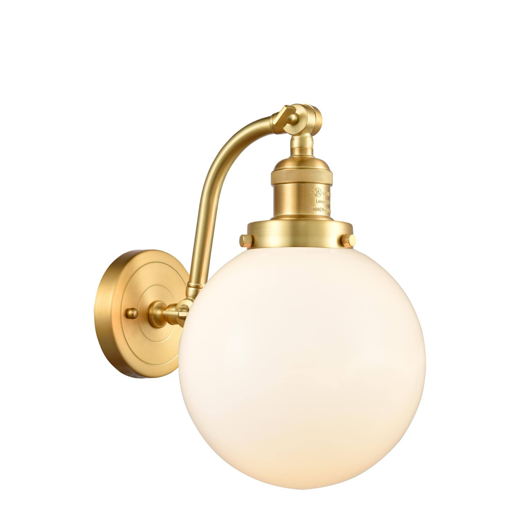 Innovations 515-1W-SG-G201-8-LED Large Beacon 1 Light Sconce in Satin Gold