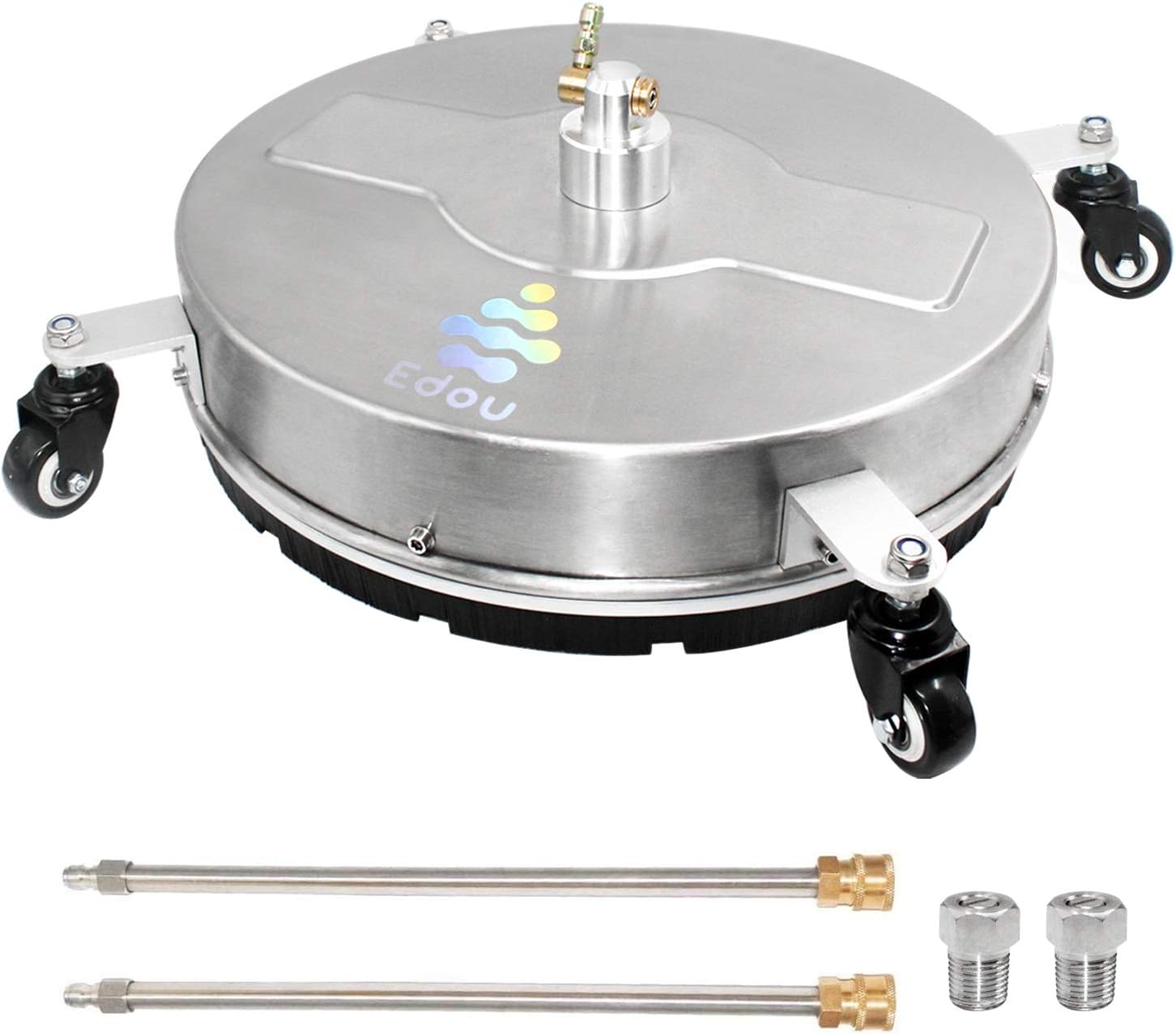 EDOU 18'' Pressure Washer Surface Cleaner Power Washer Attachment with 2 Extension Wand and 2 Replaceable Nozzles,4000 PSI