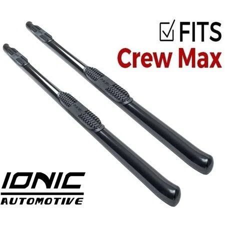 Ionic &Pro& Series 3 inch Black (fits) 2007-2018 Toyota Tundra CrewMax Only Nerf Bars Truck Side Steps 341309