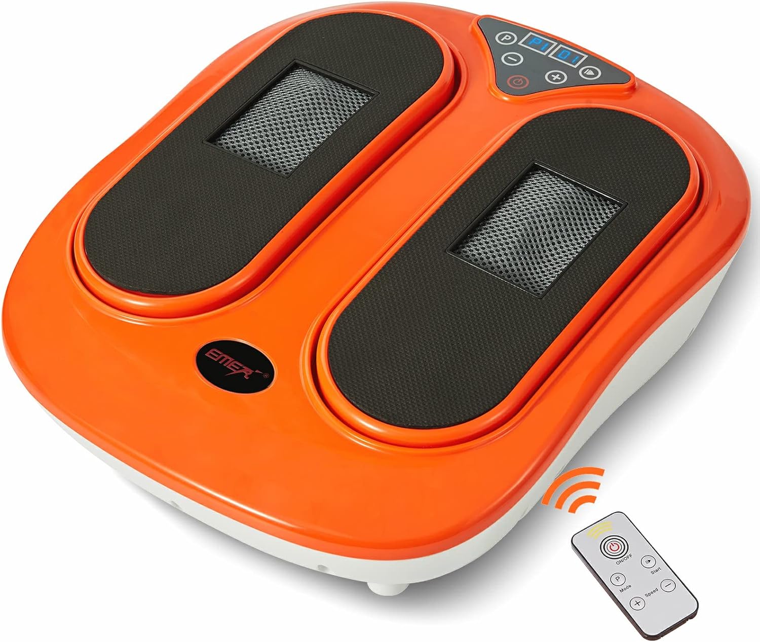 EMER Foot Massager Machine with Remote Control, Adjustable Vibration Speed Electric Foot Massager-Shiatsu Deep Kneading, Increases Blood Flow Circulation Foot and Leg Massager (Orange)