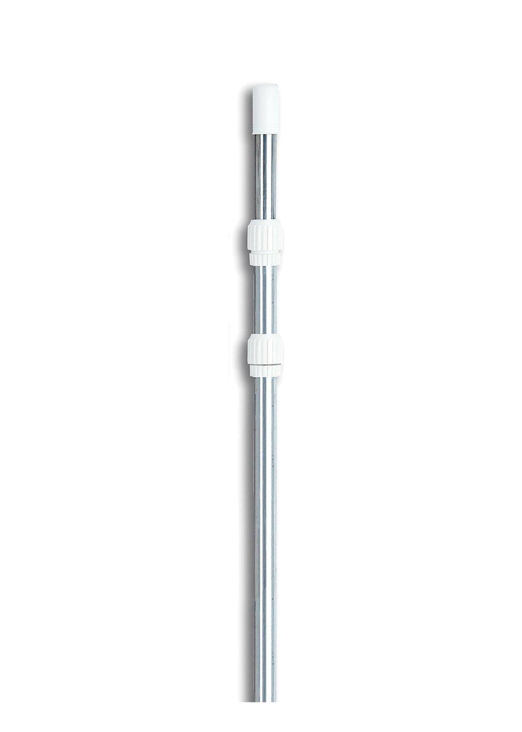 Pool Central 15& Adjustable Silver Aluminum Swimming Pool Telescopic Pole for Vacuums u0026 Skimmers