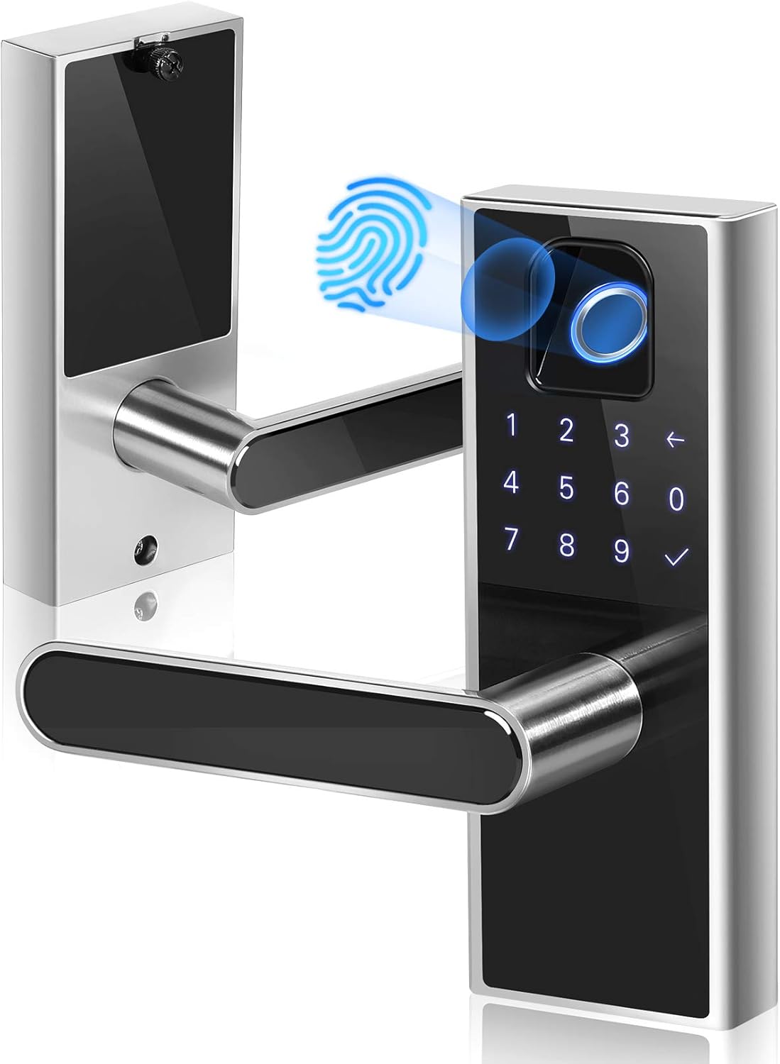 iMagic Electronic Fingerprint Door Lock, Keypad Entry Door Lock, LED Touch Screen Keypad Lock with Built-in Alarm, One-Touch Locking and Back up Key, Easy to Install for Home and Office (Aged Bronze)