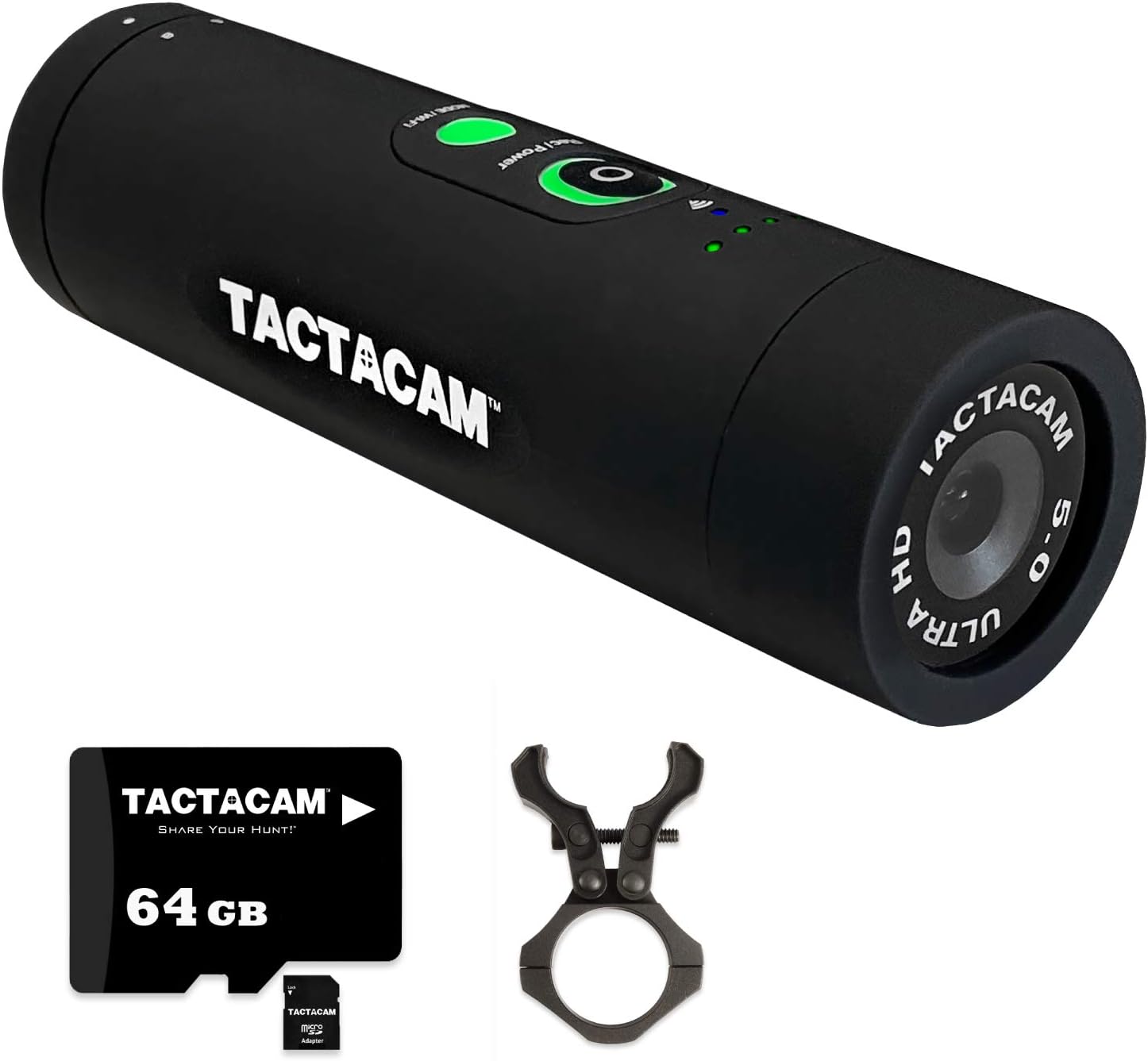 TACTACAM 5.0 Hunting Action Camera + FTS (Film Through The Scope) Mount and 64GB MicroSD Card