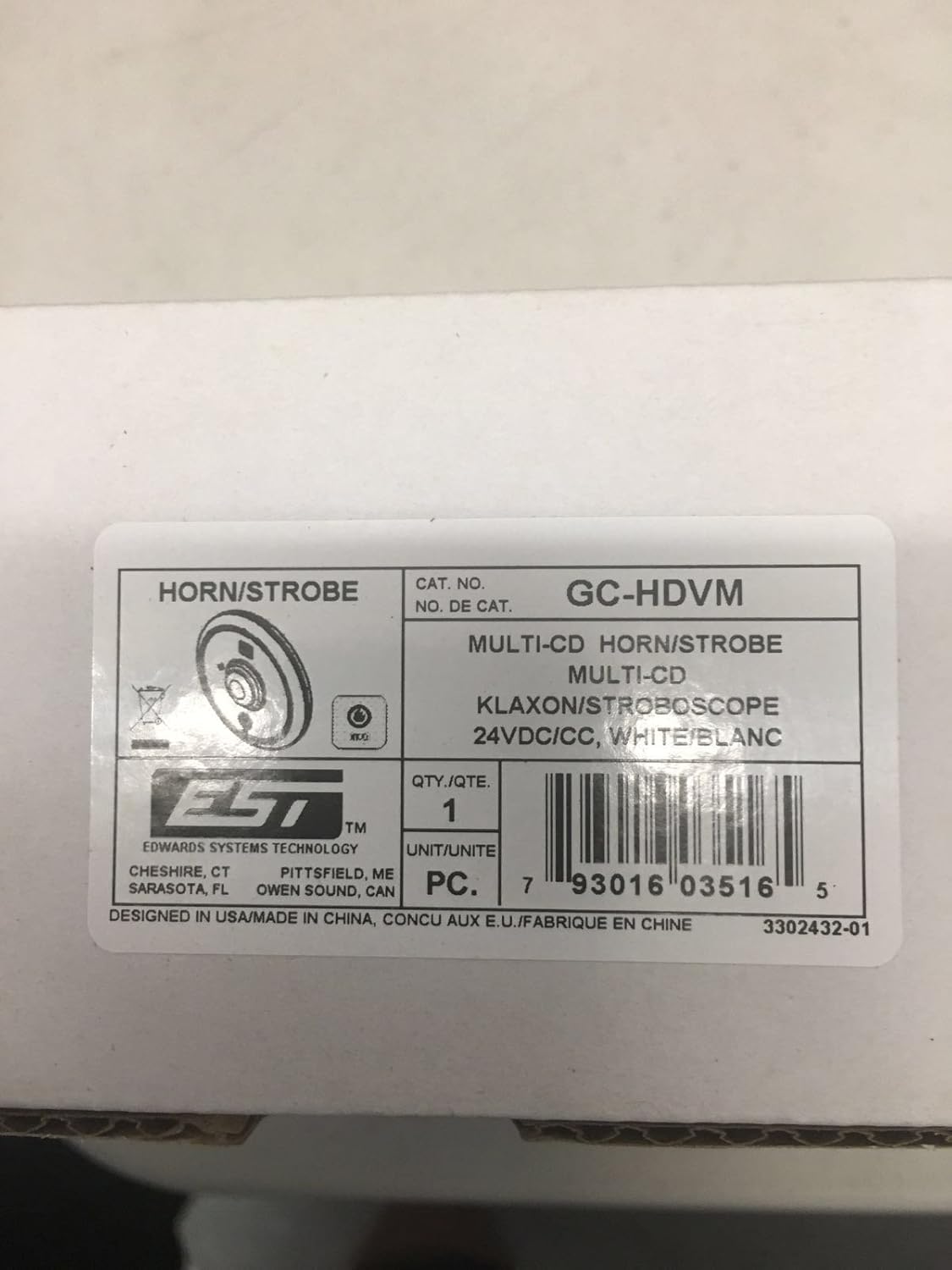 Edwards GC-HDVM - Multi-Candela Horn-Strobe Ceiling (White) Pack of 2