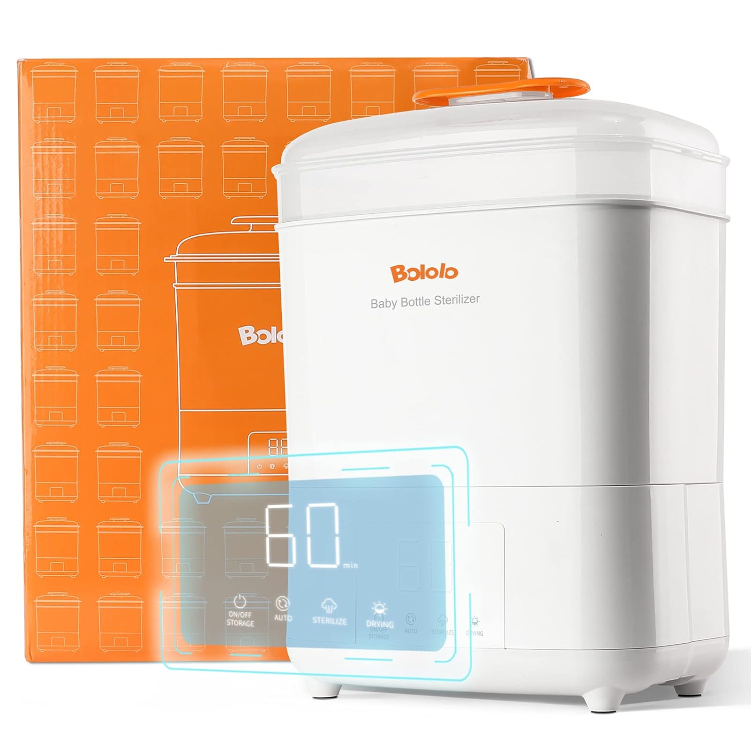 Bololo Baby Bottle Electric Steam Ster!lizer and Dryer | 600W Stronger Power san!tize | LED Touch Screen |Drying Function Pack of 2
