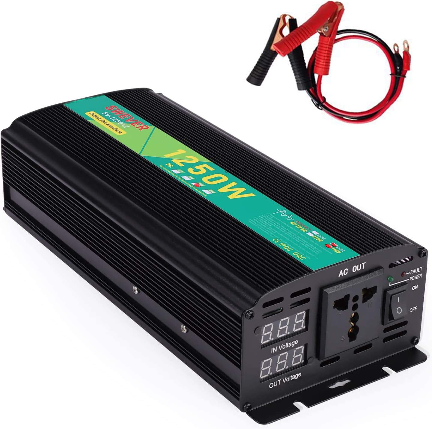 2000W Pure Sine Wave Power Inverter DC 24V to AC 110V, Car Power Converter with Digital LED Display for Car RV Boat Home Solar System and Emergency (2000W, 24V)