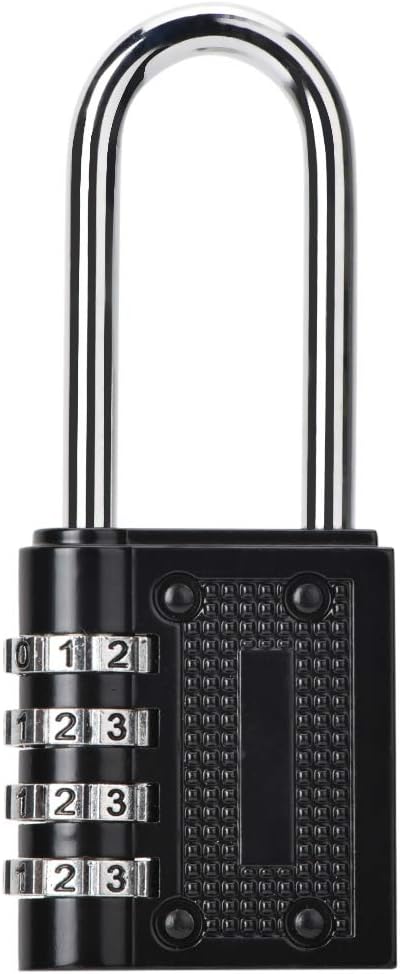 Padlock - 4 Digit Combination Password Lock Zinc Alloy - Easy to Set Your Own Keyless Resettable Combo,for Suitcase,Gym, Sports, School & Employee Locker, Outdoor, Fence (Black)