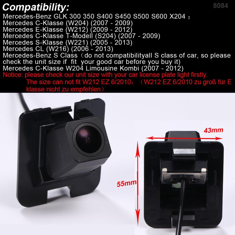 Navinio car rear view back up parking vehicle camera reverse HD waterproof for Mercedes Benz GLK300 350 W204 S CLASS W220 W221 W212 S250 S300 S320 S350 W216 E Class E180 E200 260 (Super Pro HD camera)