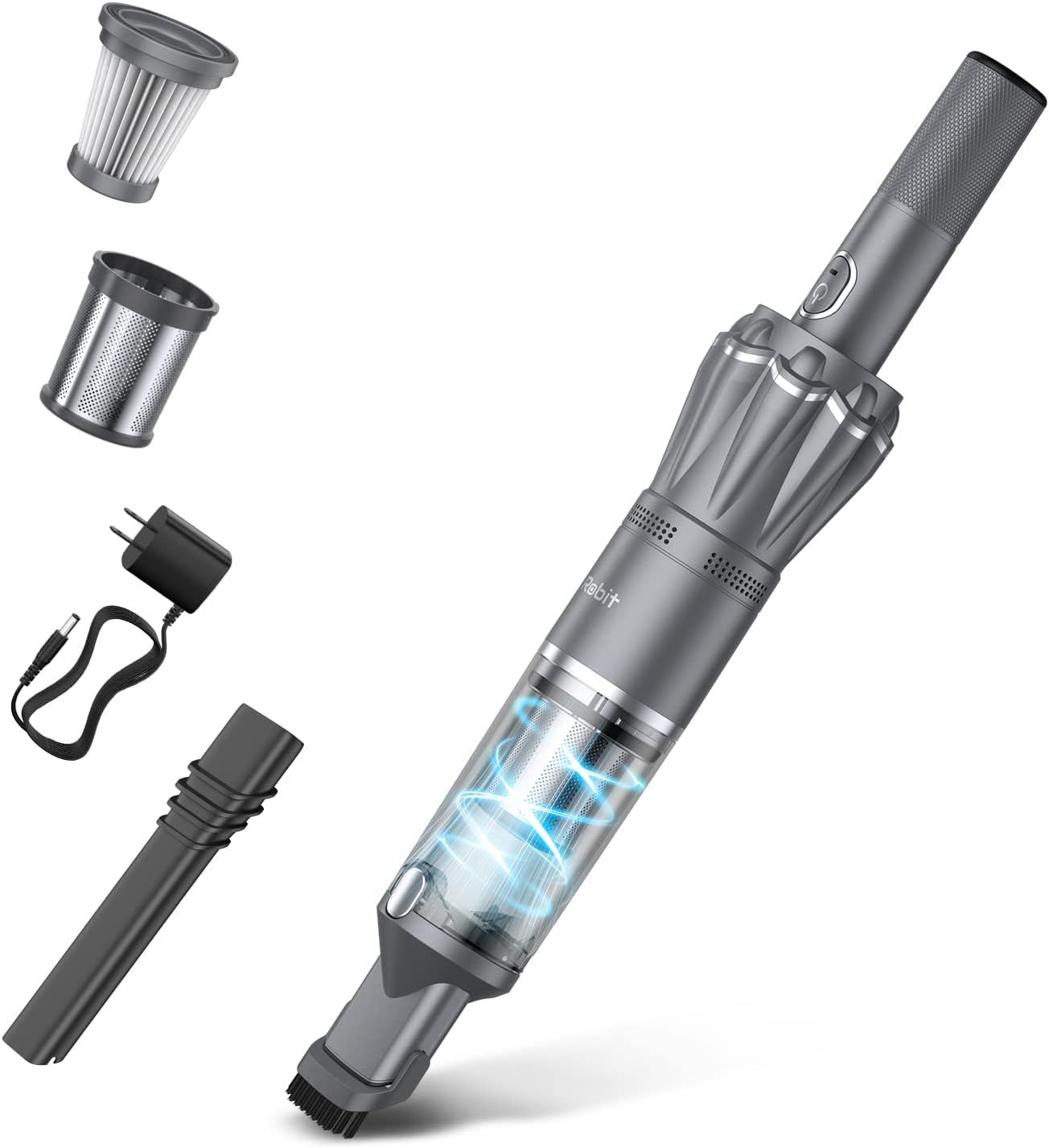 ROBIT Handheld Vacuum, Car Vacuum Cordless Rechargeable with 12000Pa Strong Suction,Mini Hand Vacuum Cleaner Washable Stainless Filter & HEPA Filter,Lightweight, Portable Vacuum for Home, Car, Office